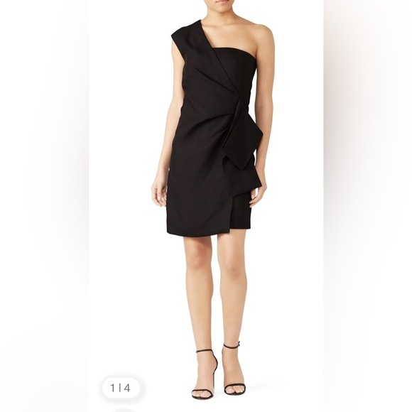 Victoria Beckham Black Asymmetrical Ruffled Cocktail Dress size 6 - Picture 1 of 12